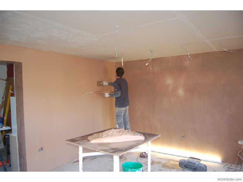 plastering walls